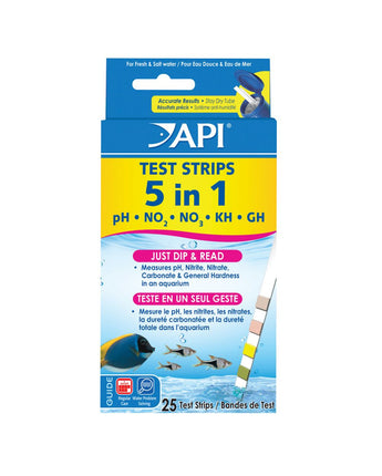 API 5 in 1 Aquarium Test Strips - 25 pk